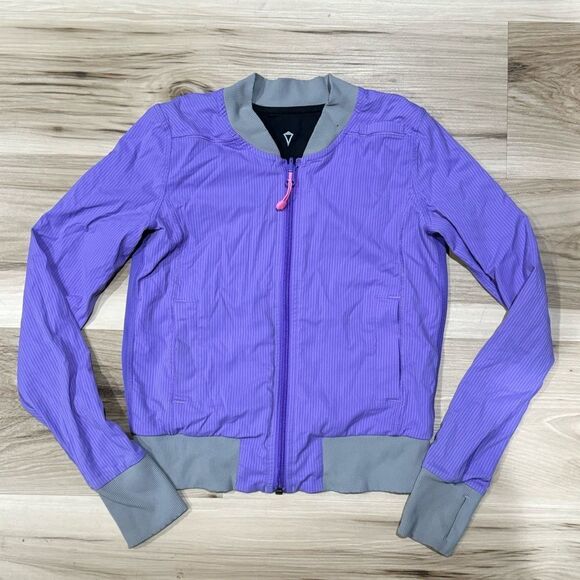 Ivivva Purple Athletic Bomber Lightweight Jacket Girls 8 - Picture 1 of 4